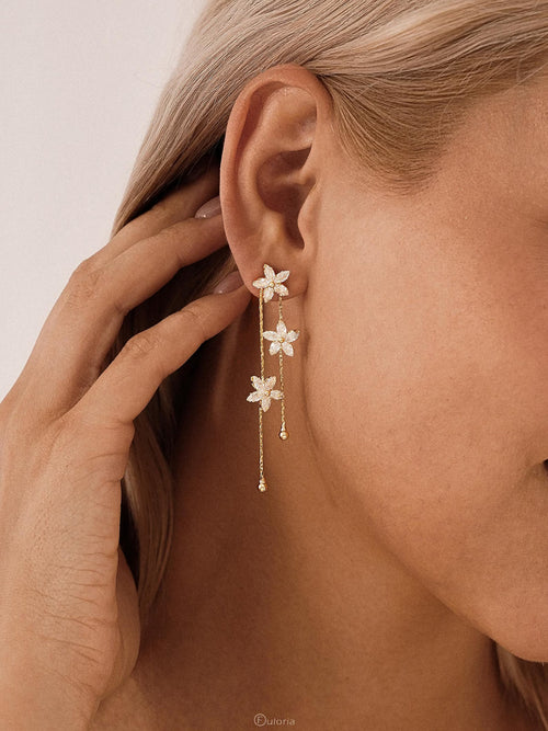 Flower Diamond Drop Earrings
